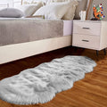 Goolela Grey Fluffy Fuzzy Furry Runner Rug 2x6 for Bedroom Bedside Faux Sheepskin Fur Shaggy Soft Plush Sheepskin