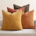 MIULEE Pack of 4 Orange/Yellow Couch Throw Pillow Covers 20x20 Inch Halloween Soft Decorative Chenille Pillows Farmhouse Accent Cushions for Boho Home Decor Spring Sofa Bedroom Living Room