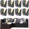 8Pcs Outdoor Cushion Covers, Patio Cushion Covers,Stretch Elastic Slipcovers, Replacement Washable & Reusable Furniture Protector for Patio Couch (Black River-Pattern,Cover Only)