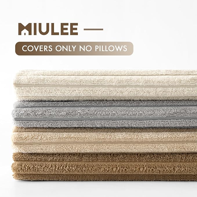MIULEE Boho Farmhouse Throw Pillow Covers 18x18 Inch Set of 4 Neutral Rustic Decorative Cushion Covers Soft Corduroy Nordic Home Decor for Couch Bed Sofa Living Room
