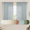 LAMIT Semi Sheer Linen Curtains 54 Inch Length 2 Panels, Greyish Blue Light Filtering Panels Back Tab and Rod Pocket Neutral Drapes for Kitchen/Window/Dining Room, 52 x 54 Inch