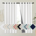 NICETOWN 100% Absolutely Blackout Linen Curtains with Thermal Insulated Liner, Greyish White, 62" Wide, 63" Length Energy Saving Curtains for Kitchen 2 Panels Set, Vertical Blinds