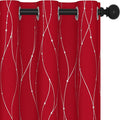 Deconovo Blackout Curtains, Christmas Red Curtain, Thermal Insulated Noise‑Reducing Drapes, Wave Line Dot Foil Print, 38 x 90 Inch, 2 Panels, Machine‑Washable Window Curtain for Party Home Decor