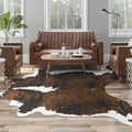 AROGAN Western Decor Faux Fur Cowhide Rug, 5.2x6.3 Feet Premium Animal Skin Cow Hide Rug, Sturdy Cow Print Rugs for Wall Decor, Western Floor Carpet for Bedroom Living Room, Black and Brown
