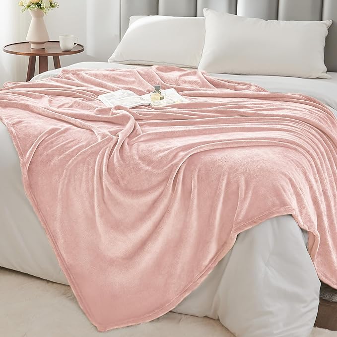 BEDELITE Fleece Blankets Queen Size Pink Morn Throw Blankets for Bed, Luxury Plush Cozy Fuzzy Blanket 90x90 inches, Super Soft Warm Lightweight Throw Blanket All Seasons Suitable