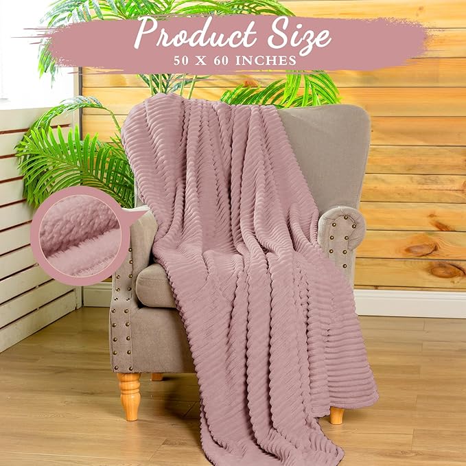 Buryeah 6 Pcs Flannel Throw Blanket Bulk 50 x 60 in Sleepover Blanket Outdoor Wedding Throw Lightweight, Oeko-tex Standard 100 Certified for Sofa Homeless Gifts (Rosewood Pink)