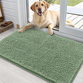 OLANLY Dog Door Mat for Muddy Paws 35x24, Absorbs Moisture and Dirt, Absorbent Non-Slip Washable Doormat, Quick Dry Chenille Mud Mat, Entry Indoor Entryway Carpet for Inside Floor, Olive Green