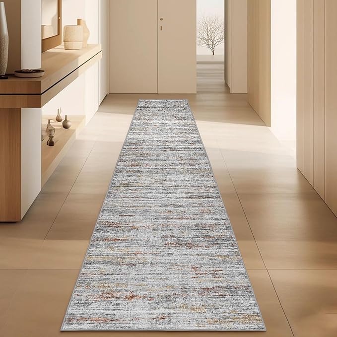 Kitchen Runner Rug 2.5x8 Runners for Hallways，Abstract Washable Runner Rugs Non-Slip Backing Rug Runner, Stain Resistant 8ft Runner Rug,Soft Floor Carpet Rugs for Bedroom，Laundry Room