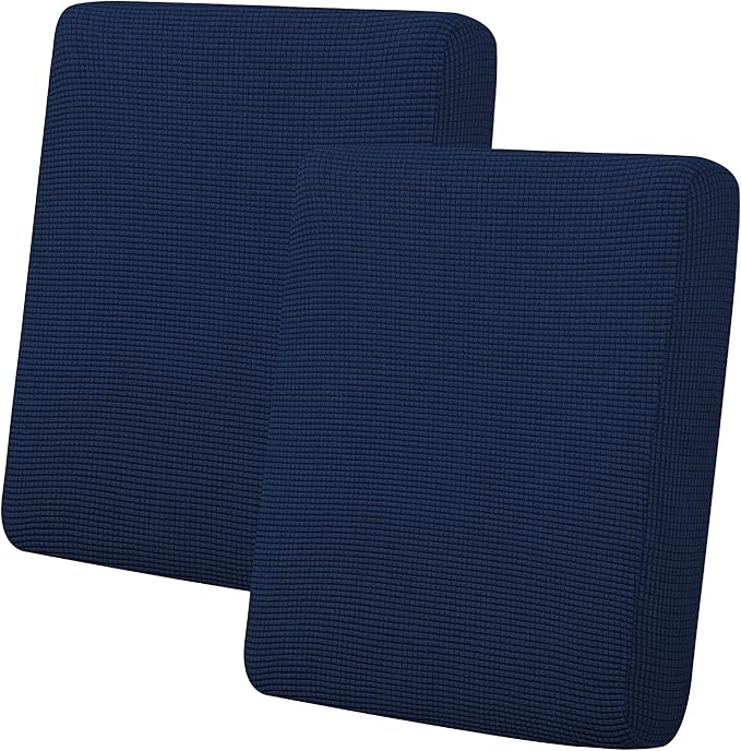 Easy-Going Stretch Individual Loveseat Couch Cushion Cover Sofa Cushion Furniture Protector Sofa slipcover Soft Flexibility with Elastic Bottom (2-Piece Loveseat Cushion Cover, Navy)