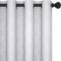 Deconovo White Room Darkening Curtains for Kitchen Nursery Office (52x63 Inch, Silver Grey/Geometry, 2 Panels) Thermal Insulated Soundproof Drapes for Bedroom Living Room