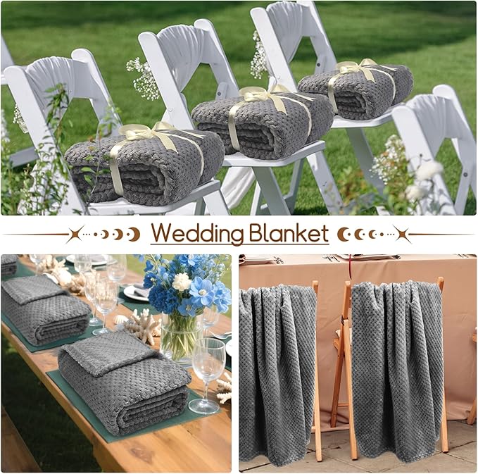 4 Pack Fleece Throw Blankets 50x60 Inches - Oeko-Tex Certified 100, 270 GSM Ultra Soft Plush for Bed, Couch and Cozy Gifts. 3D Waffle Texture, No Shedding No Pilling All Season (Dark Gray)
