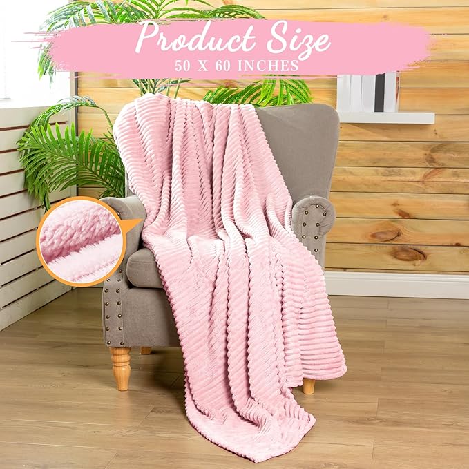 Buryeah 12 Pcs Flannel Throw Blanket Bulk 50 x 60 in Sleepover Blanket Outdoor Wedding Throw Lightweight, Oeko-tex Standard 100 Certified for Sofa Homeless Gifts (Light Pink)