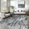 XLUEZ 6x9 Area Rugs for Living Room, Washable Modern Abstract Large Area Rug Neutral Soft Non Slip Kids Rug Stain Resistant Indoor Carpet for Bedroom Nursery Dining Room Playroom(BlackGreyGold,6'x9')