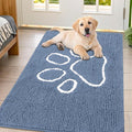 Smiry Dog Door Mat for Muddy Paws, Absorbent Dirt Trapper Non Slip Quick Dry Washable Chenille Mat for Mud Dogs, Entry Rug for Indoor and Outdoor (47x32 Inches, Airy Blue and White)