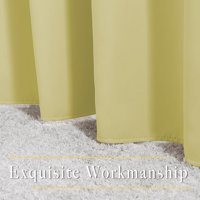 NICETOWN Room Darkening Curtains & Drapes for Kitchen - Thermal Insulated Solid Grommet Top Room Darkening Panels/Draperies for Bedroom/Living Room (Paler Yellow, 1 Pair, 34 x 50 Inch)