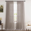 Extra Long Brownish Grey Curtains 2 Panels 102 Inches Long for Living Room Back Tab Pocket Light Filtering Semi Sheer Drapes Cotton Linen Textured Window Curtain 102 Inch Length for Bedroom 9 FT