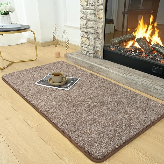 AROGAN Small Washable Area Rugs for Bedroom, 2×4 Runner Rug with Memory Foam for Hallway, Non Slip Fluffy Carpet Indoor Rug Runner for Kitchen, Bedside, Entryway Bathroom Home Decor, Matte Brown