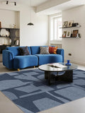 Latte&Fog 5x7 Area Rugs for Living Room Bedroom, Modern Abstract Washable Rug, Boho Non Slip Low Pile Carpet for Indoor Dining Room, Dorm, Classroom, College Dorm, Farmhouse and Kids Room - Navy Blue