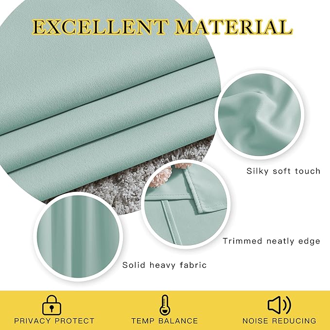 NICETOWN Blackout Curtains and Drapes for Window 95" L - Triple Weave Energy Saving Thermal Insulated Solid Grommet Blackout Panels for Patio (80" Wide per Panel, 2 Panels, Aqua Blue)
