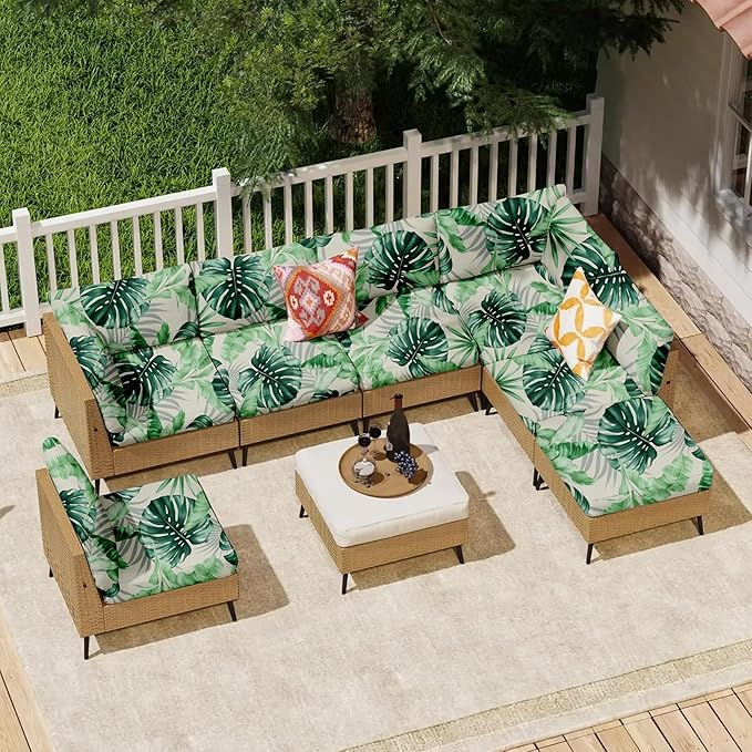 14Pcs Outdoor Cushion Covers, Patio Cushion Covers,Stretch Elastic Slipcovers, Replacement Washable & Reusable Furniture Protector for Patio Couch (Mint Green,Cover Only)