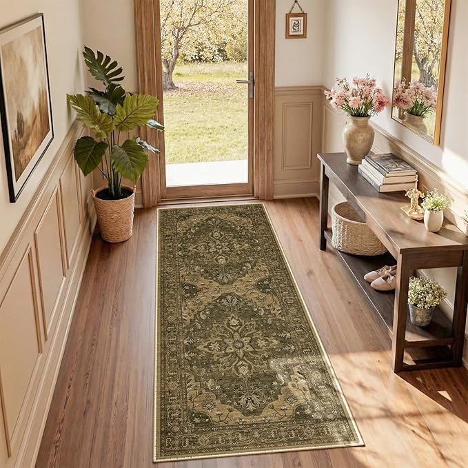 Area Rugs 2'x6' Runner Rug Non Slip Washable for Kitchen Hallway Bedroom Beside Laundry Room Bathroom Rug, Floor Carpet, Brown Dark Brown