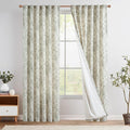 jinchan Linen Blend Floral Curtains for Living Room 108 Inches Extra Long Farmhouse Printed Curtain Back Tab Green Peony Flower Patterned Drapes Bedroom Window Curtains Set 2 Panels