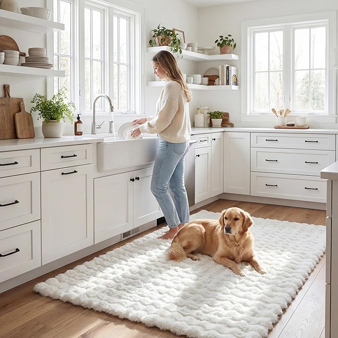 nuLOOM Jeni Off-White, 2' x 3', Solid Faux Rabbit, Fluffy and Cozy, High Traffic, Stain Resistant, Easy Clean, Durable Washable Area Rug for Bedroom, Living Room, Dining, Den, Foyer, Entryway