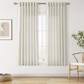 Nanspring Mousse White Linen Curtains 63 Inch Length for Living Room Luxury Light Filtering Semi Sheer Curtain Back Tab Simple Modern Elegant Coastal Decor Drapes for Bedroom Office 52x63, 2 Panels