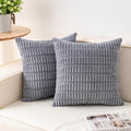 Pack of 2 Corduroy Decorative Throw Pillow Covers 16x16 Inch Soft Striped Pillow Covers Modern Farmhouse Home Decor for Sofa Living Room Couch Bed（Light Grey）