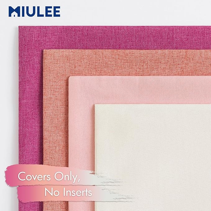 MIULEE Pack of 4 Decorative Outdoor Throw Pillow Covers Linen Waterproof Pillow Covers Spring Valentine Farmhouse Cushion Cases for Patio Garden Tent Balcony Couch Sofa 16x16 inch Pink