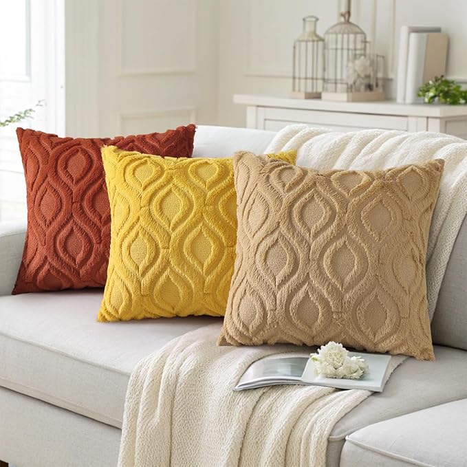 decorUhome Throw Pillow Covers 12x20 Inch Set of 2, Soft Plush Faux Wool Khaki Solid Couch Pillow Covers, Accent Farmhouse Neutral Rectangle Pillow Cases for Sofa Bed Living Room
