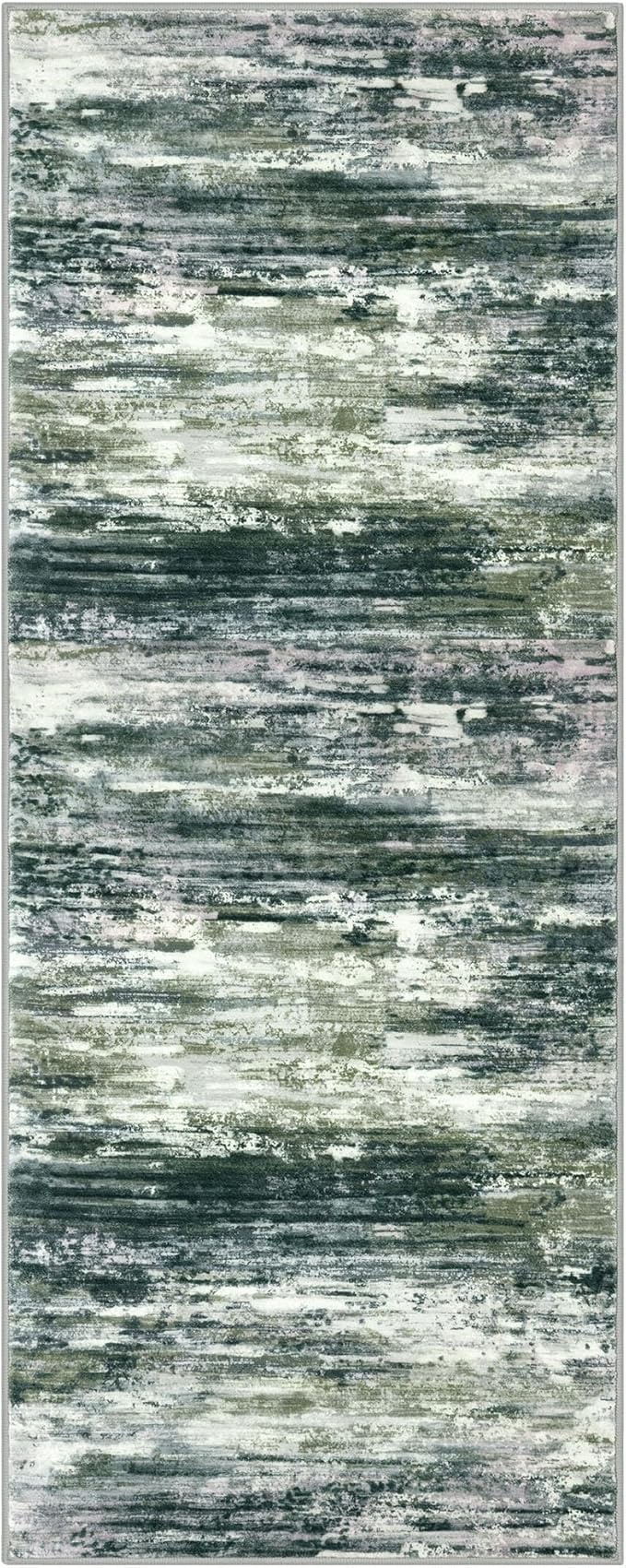 KOZYFLY Kitchen Runner Rug for Hallway Non-Slip Modern Abstract Runner Rug 2x5 Green Yellow, Washable Carpet Runner Laundry Room Mat with Soft Low Pile for Entryway Bathroom Bedroom Kitchen