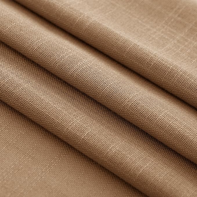 Brown Curtains for Living Room Back Tab Modern Farmhouse Semi Sheer Curtains 84 inches Long 2 Panels Set Muted Neutral Window Curtain for Dining Room Bedroom 52x84