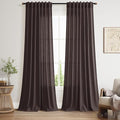 Nanspring Cocoa Coffee Curtains 102 Inches Long, Back Tab Linen Blend Light Filtering Semi Sheer Privacy Drapes for Living Room & Bedroom, 52x102 inch, 2 Panels