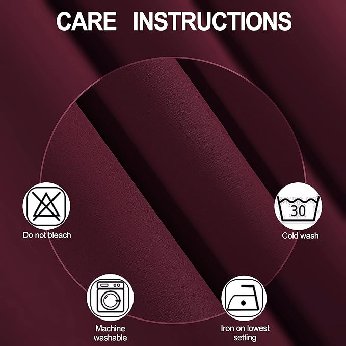 LEMOMO Burgundy Red Thermal Blackout Curtains/42 x 84 Inch/Set of 2 Panels Room Darkening Curtains for Bedroom