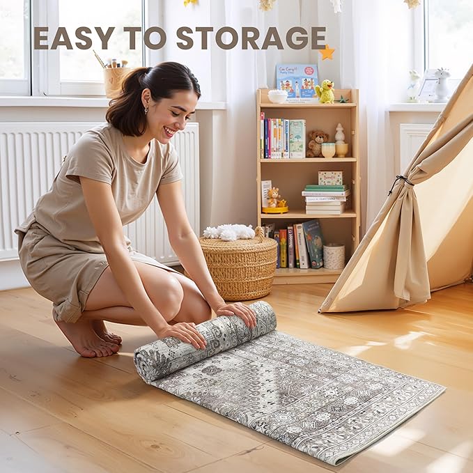 zesthome Washable Runner Rug 2.5x8 - Stain Resistant Entryway Rug,Ultra-Thin Kitchen Rugs, Anti Slip Backing Runner Rugs for Entrance Laundry Room Indoor Hallway (Brown/Beige,2.5'x8')