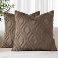 decorUhome Throw Pillow Covers 24x24 Inch Set of 2, Soft Plush Faux Wool Brown Solid Couch Pillow Covers, Accent Euro Sham Farmhouse Neutral Square Pillow Cases for Sofa Bed Living Room