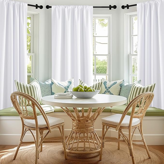NICETOWN Bedroom 100% Blackout Curtains, 2 Panels, 34 by 36, Snow White, Window Treatment Rod Pocket Curtains/Drapes for Bedroom