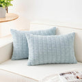 Pack of 2 Corduroy Decorative Throw Pillow Covers 12x20 Inch Soft Striped Pillow Covers Modern Farmhouse Home Decor for Sofa Living Room Couch Bed（Sky Blue）