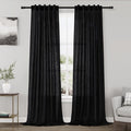 Black Linen Curtains 90 inches Long for Bedroom Back Tab Light Filtering Privacy Sheer Black Curtains Modern Farmhouse Coastal Decor Black Cotton Textured Gauze Curtain 2 Panel Set 38x90