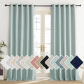 NICETOWN 100% Absolutely Blackout Linen Curtains with Thermal Insulated Liner, Seafoam Green, 62" Wide, 108" Length Energy Saving Curtains for Living Room 2 Panels Set, Vertical Blinds