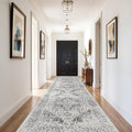 4x10 Washable Hallway Runner Rug - Wide Kitchen Runners Vintage Low Pile Carpet Soft Thin Floor Runner with Rubber Backing for Entryway Bedroom Living Room Home Decor (Distessed Grey)