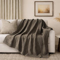 EVERGRACEHOME Modern Checkered Chenille Throw Blanket, Soft Cozy Plaid Knitted Blanket for Sofa & Couch, Decorative Knit Throw for Bed and Living Room, Mocha Brown, 60" x 80"