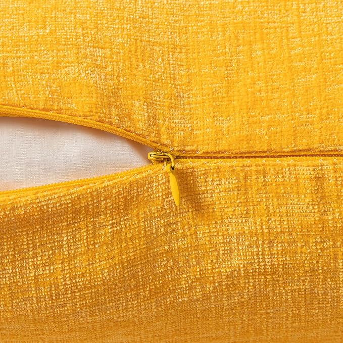 MIULEE Pack of 2 Couch Throw Pillow Covers 20x20 Inch Soft Goose Yellow Chenille Pillow Covers for Sofa Living Room Spring Home Decor Couch Solid Dyed Cases