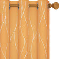 Deconovo Halloween Curtains, Blackout Drapes, Thermal Insulated Soundproof Curtain with Silver Wave Dots Print, 42 x 63 Inch, Machine Washable Panels for Bedroom Living Room Party, Set of 2, Orange