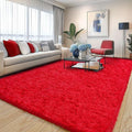 Pionblank Large Rug for Living Room 6x9 Feet, Modern Soft Shag Area Rug, Plush Fuzzy Carpet for Bedroom Girls Boys Room Home Nursery Teens Dorm Decor, Red