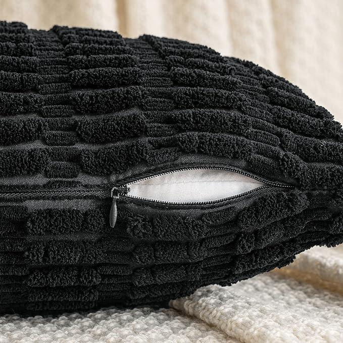 MIULEE Pack of 1 Black Long Body Lumbar Decorative Throw Pillow Cover 14x36 Inch for Halloween Bed Couch Sofa Living Room Soft Boho Pillow Cover Modern Farmhouse Home Decor