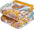 MSGKV Boho Throw Blanket 50"x60" Floral Cotton Blanket for Couch Sofa Spring Breathable Lightweight Farmhouse Blankets Home Decor Muslin All Seasons