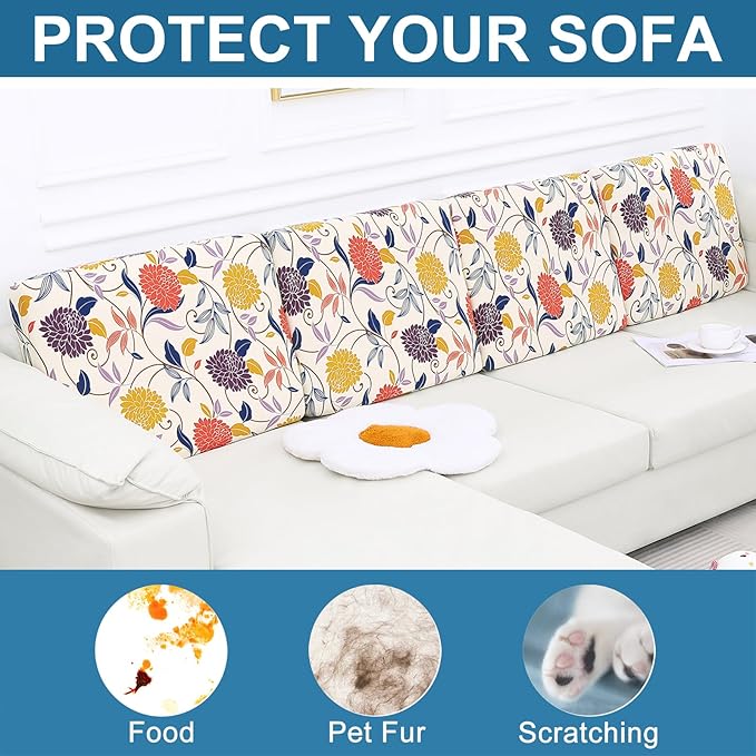 Smiry Printed Couch Cushion Covers, Stretch Soft Couch Covers for Sofa, Washable Non-Slip Sofa Slipcover Furniture Protector for Indoor and Outdoor (Backrest M, Orange)