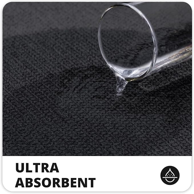 Bath Rug Runner, Black Non-Slip Quick-Dry Bathroom Mat, 2x3 ft